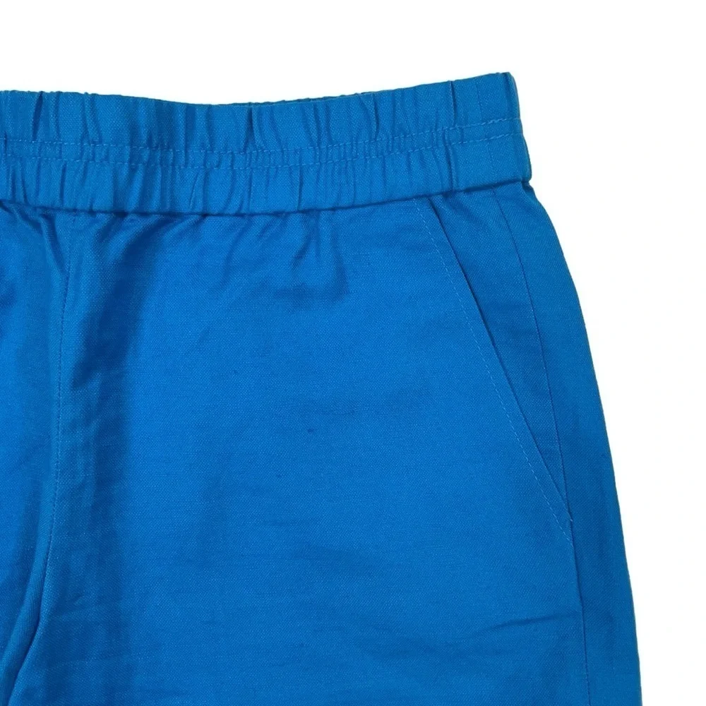 J. Crew Blue Linen Cotton Shorts Pull On Pockets Size 0